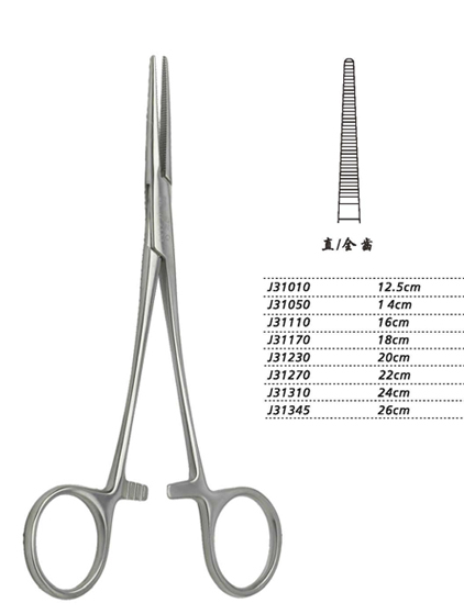 金鐘止血鉗直全齒 J31230 20cm 直全齒