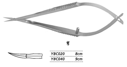 金鐘顯微眼用剪  YBC020 8cm 彎